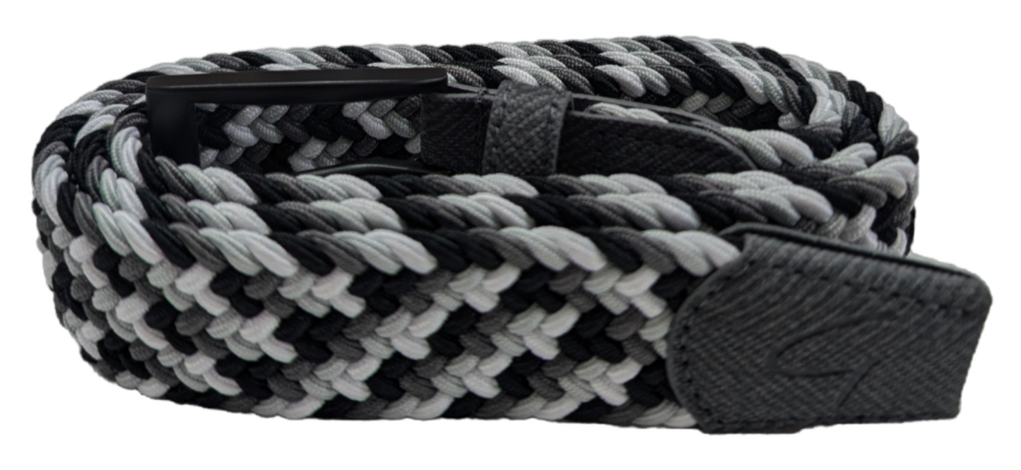 Braided Belt - Black/Grey/White
