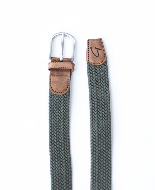 Braided Belt - Green/Brown