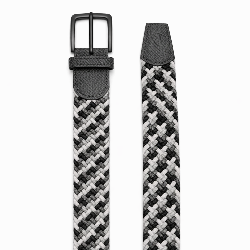 Braided Belt - Black/Grey/White