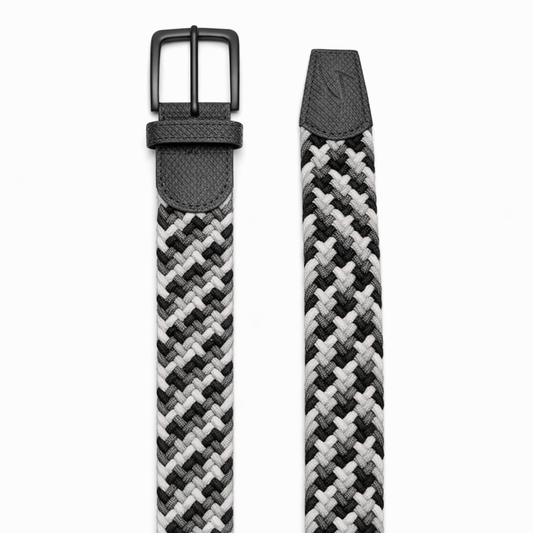 Braided Belt - Black/Grey/White