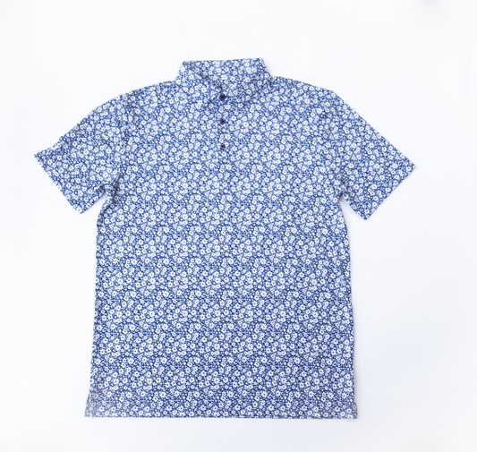 Blue & White Flower Polo