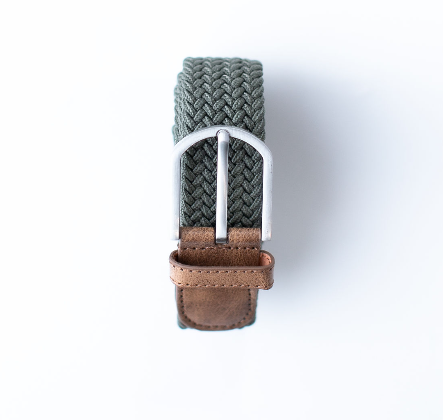 Braided Belt - Green/Brown