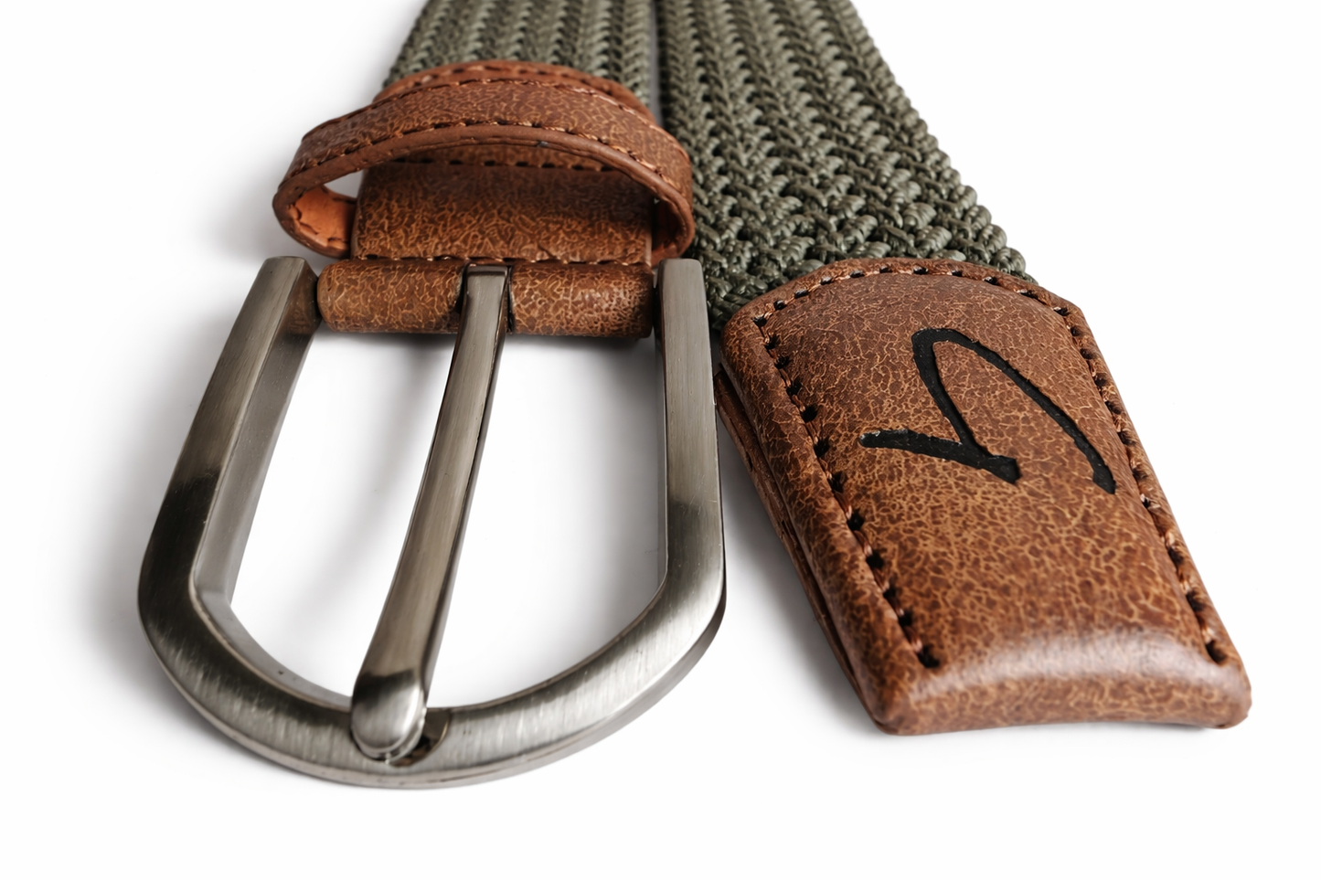 Braided Belt - Green/Brown